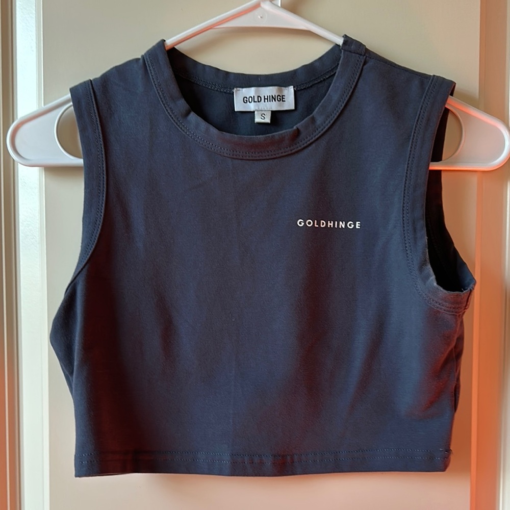 Gold Hinge Navy Blue Crop Top